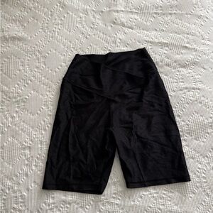 Aerie Crossover Black Ribbed Bike Shorts